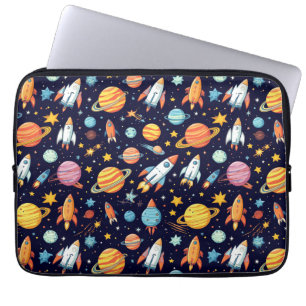 Farbenfrohes Weltraum-Explorationsmuster Laptopschutzhülle