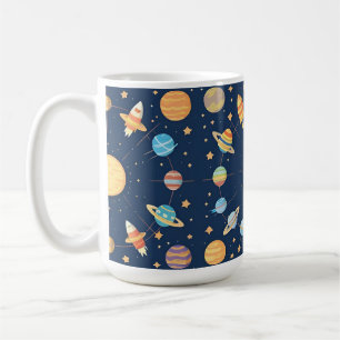 Farbenfrohes Weltraum-Muster mit Planeten Kaffeetasse
