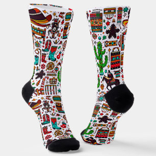 Farbenfrohes westliches Weihnachtsmuster Socken