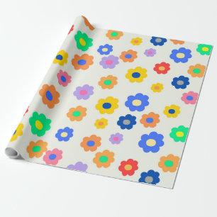 Farbenfrohes Y2K kleines Blumen-Indie-Muster Geschenkpapier