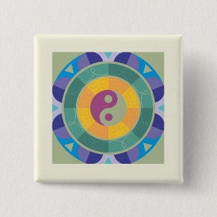 Farbenfrohes Yin-Yang-Muster Button