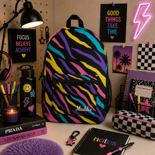 Farbenfrohes Zebrastreifen-Muster Bedruckter Rucksack