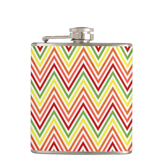 Farbenfrohes Zickzack-Chevron-Muster Flachmann (Vorderseite)