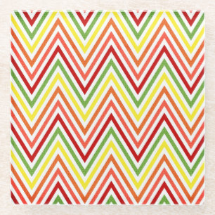 Farbenfrohes Zickzack-Chevron-Muster Glasuntersetzer