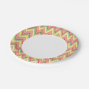 Farbenfrohes Zickzack-Chevron-Muster Pappteller