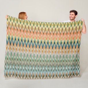 Farbenfrohes Zickzack-Muster in vielen Farben Fleecedecke
