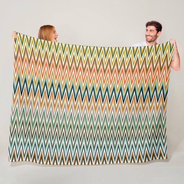Farbenfrohes Zickzack-Muster in vielen Farben Fleecedecke (Beispiel)
