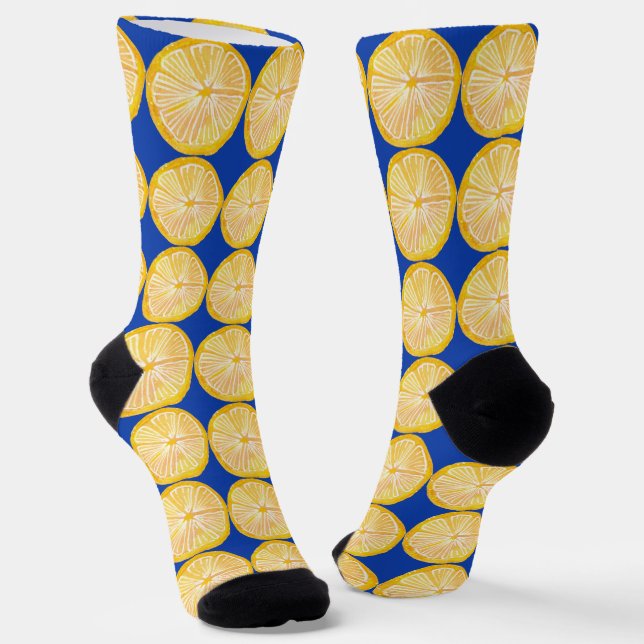 Farbenfrohes Zitrus-Limonen-Fruchtmuster Socken (Gewinkelt)