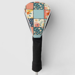 Farbenfroße Florale Patchworkdecke mit Spielerei-D Golf Headcover