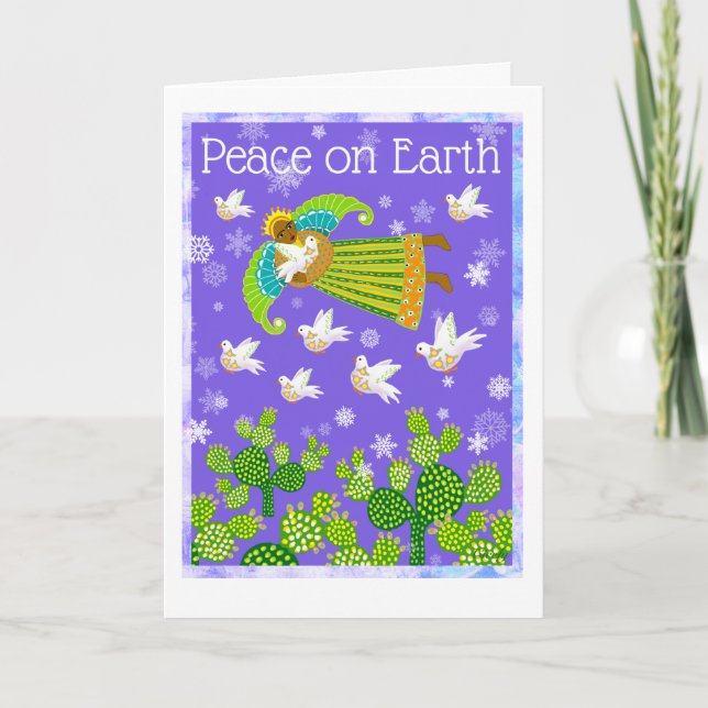 Farbengel und Tauben verbreiten die Hoffnung auf F Karte (Vorderseite)