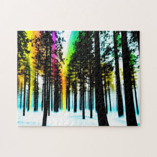 Farbenlicht durch den Schwarzwald der Silhouette Puzzle