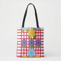 Farbenloses Blumendesign auf rotem Gitter