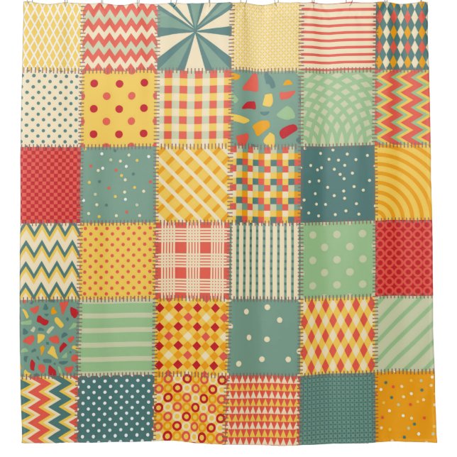 Farbenloses Patchwork mit abstraktem Muster  Duschvorhang (Vorderseite)
