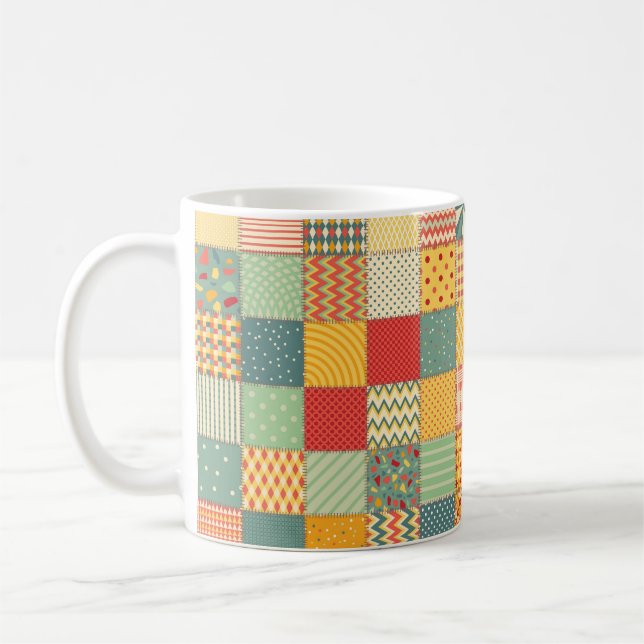 Farbenloses Patchwork mit abstraktem Muster  Kaffeetasse (Links)