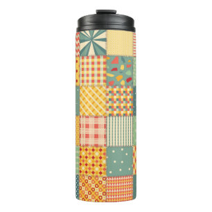 Farbenloses Patchwork mit abstraktem Muster  Thermosbecher