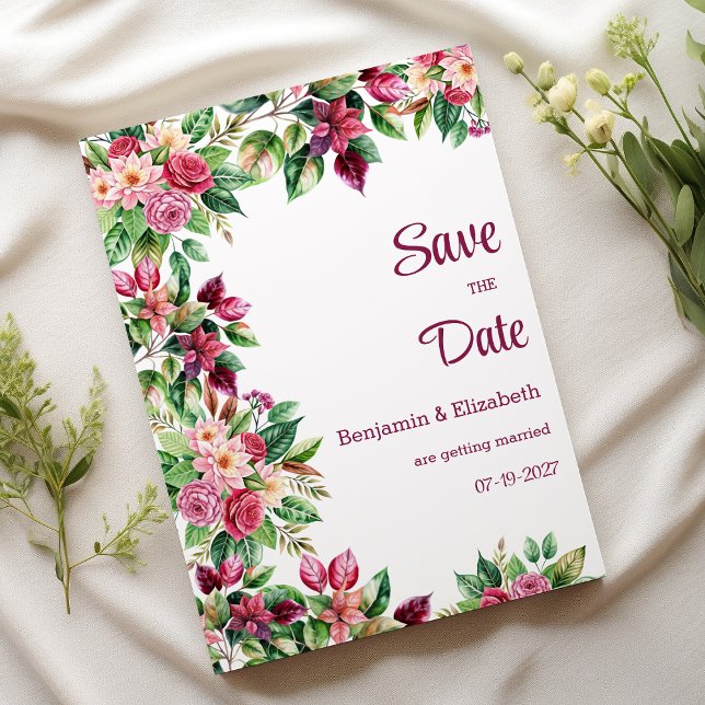 Farbenprächtige Blume Save the Date Einladung (Colorful beautiful flower bouquet Save the Date )