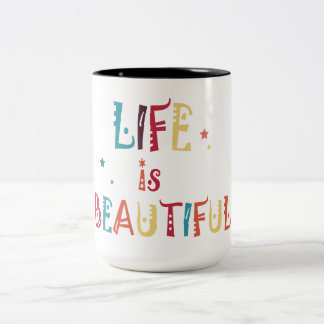 farbenprächtiges Textleben ist schön und die Stern Zweifarbige Tasse