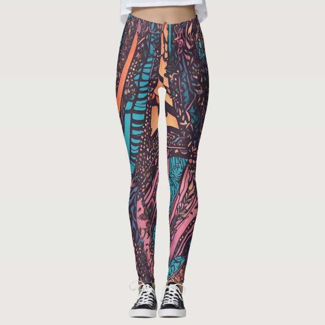 Farbenreiche Gemusterte Leggings (Vorderseite)