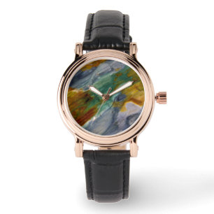 Farbenreicher Piute-Jasper Armbanduhr