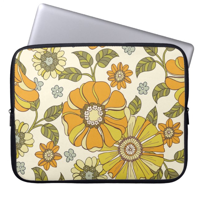 Farbenreiches, großes handGezeichnet, blühendes Vi Laptopschutzhülle (Vorderseite)