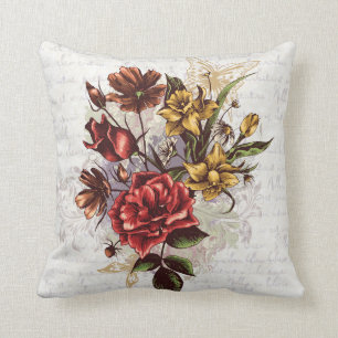 Farbenromantisches Vintages Blumendesign Kissen