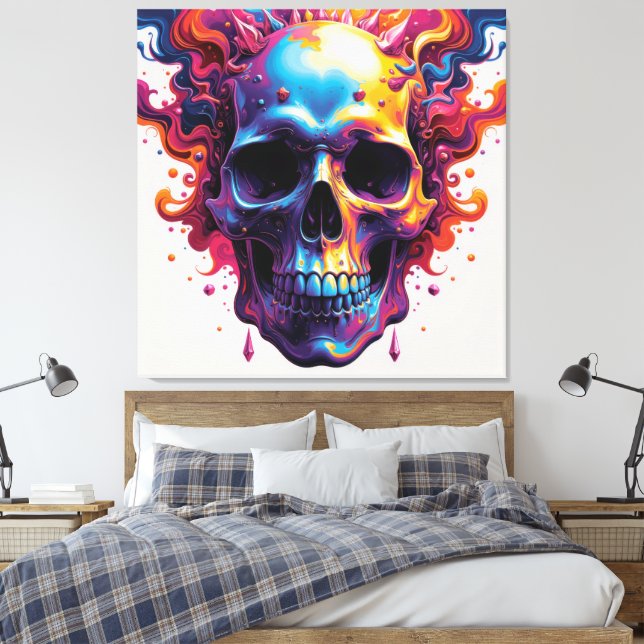 Farbenschädel Leinwanddruck (Insitu (Schlafzimmer))