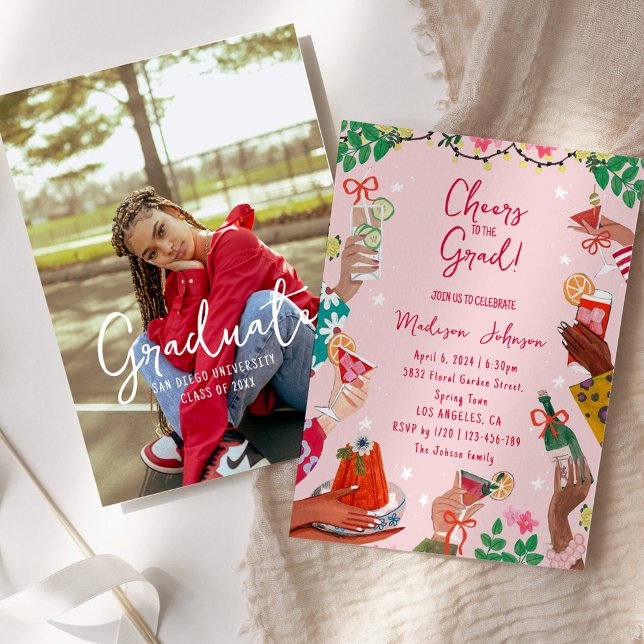 Farbensprühende Gratulation zur Abitur-/Abschlussf Einladung (Colorful Cheers to the Grad Graduation Party Invitation)