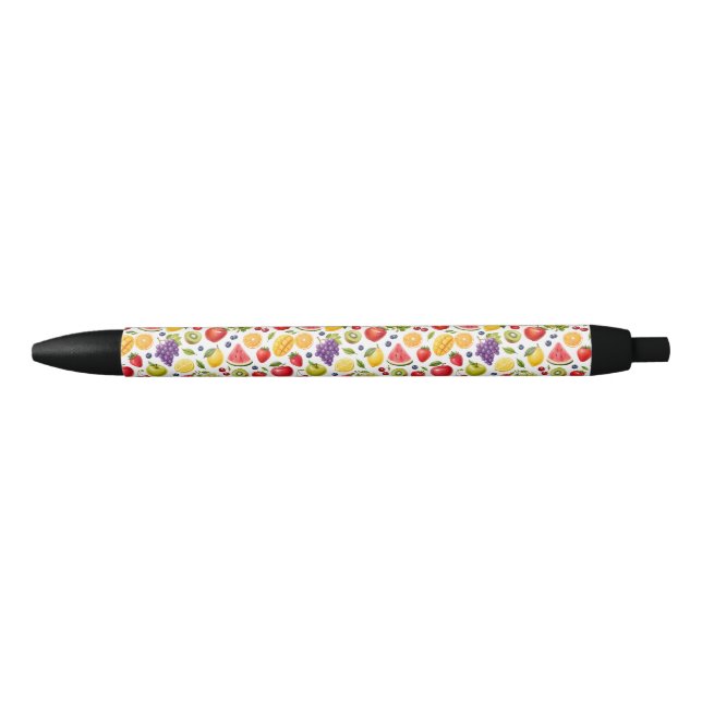 Farbenstift mit fruchtigem Muster (weiße Basis) Kugelschreiber (Vorderseite)