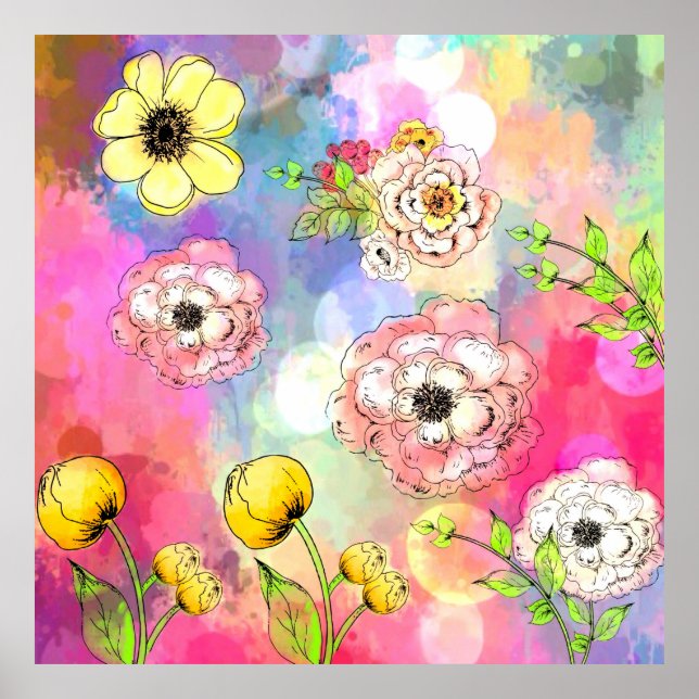 Farbensymbole Tropfen Malkunst durch Heilung von L Poster (Vorne)