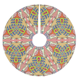 Farbenvolles Dreieck-Flickwerk, handgezeichnet Kun Polyester Weihnachtsbaumdecke