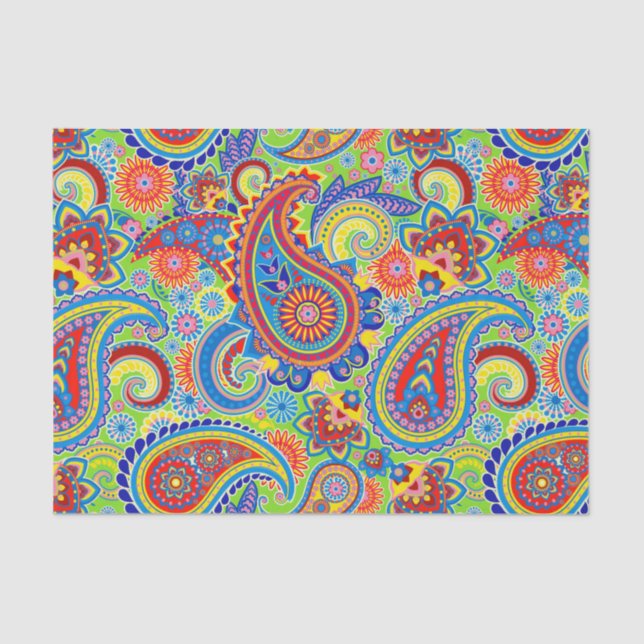 Farbenvolles Ethnic Paisley Pattern Seidenpapier (Vorderseite)
