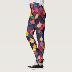Farbenvolles Glitzer-Skalenmuster Leggings