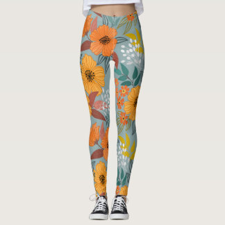 Farbenvolles, handgezeichnetes Blume-Muster Leggings
