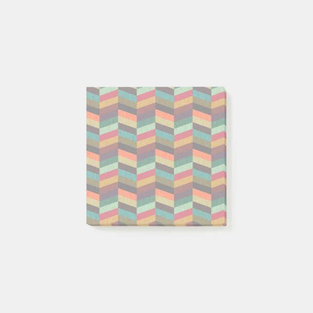 Farbenvolles, mehrfarbiges Herringbone-Muster Post-it Klebezettel (Vorderseite)