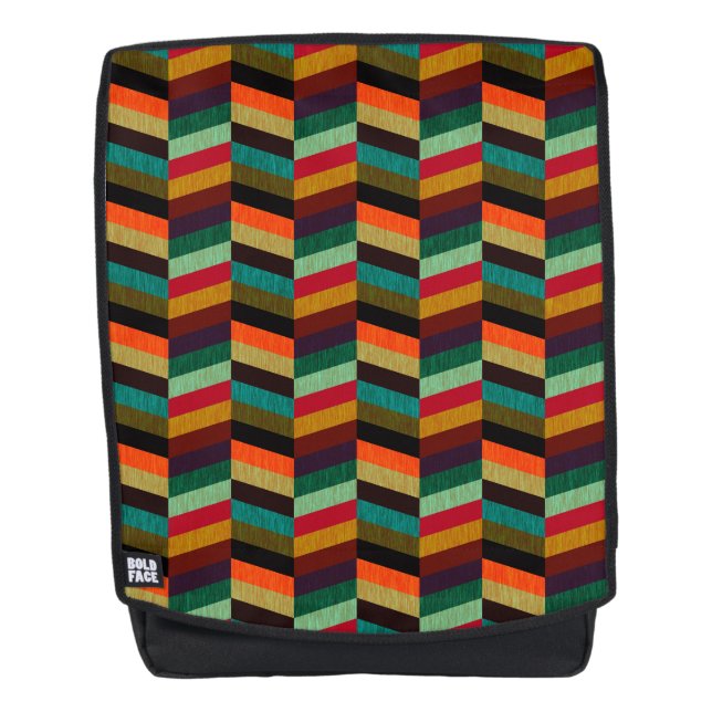 Farbenvolles, mehrfarbiges Herringbone-Muster Rucksack (Vorderseite)