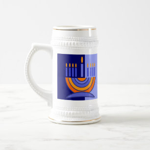 Farbenvolles Menorah Hanukkah-Geschenk Bierglas