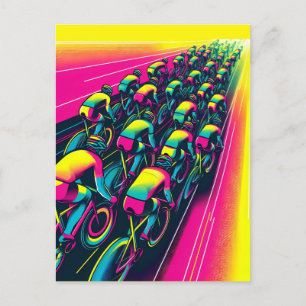 Farbenvolles Radrennen Postkarte