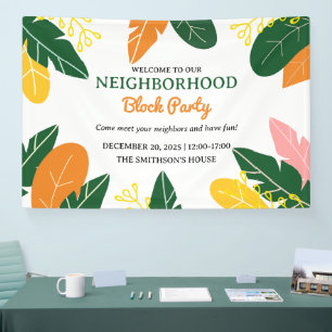 Farbenvolles Summer Neighbhood Block Party Banner