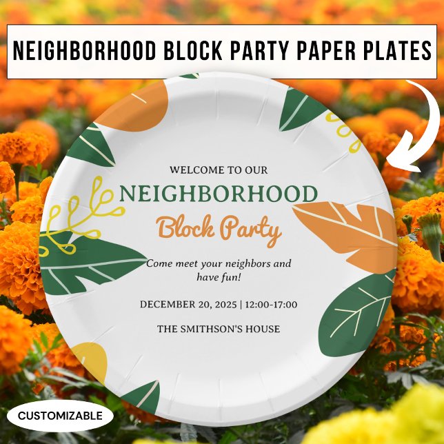 Farbenvolles Summer Neighbhood Block Party Pappteller (Von Creator hochgeladen)