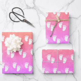 Farbenvolles Watercolor Baby Shooting Footprint Mu Geschenkpapier Set