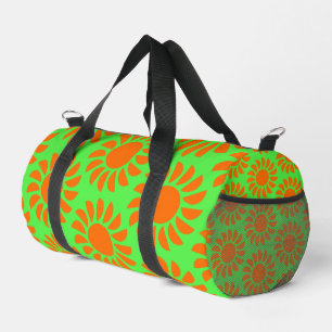 Farbenvolles Zitronengrün und Orangefarbene Scheib Duffle Bag
