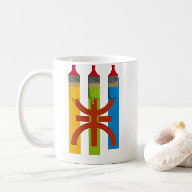 Färberpinsel malen den Amazigh-Fahne-Stil Kaffeetasse (Mit Donut)