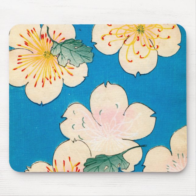 FarbeWoodblock Druck der Hartriegel-Blüten Mousepad (Vorne)