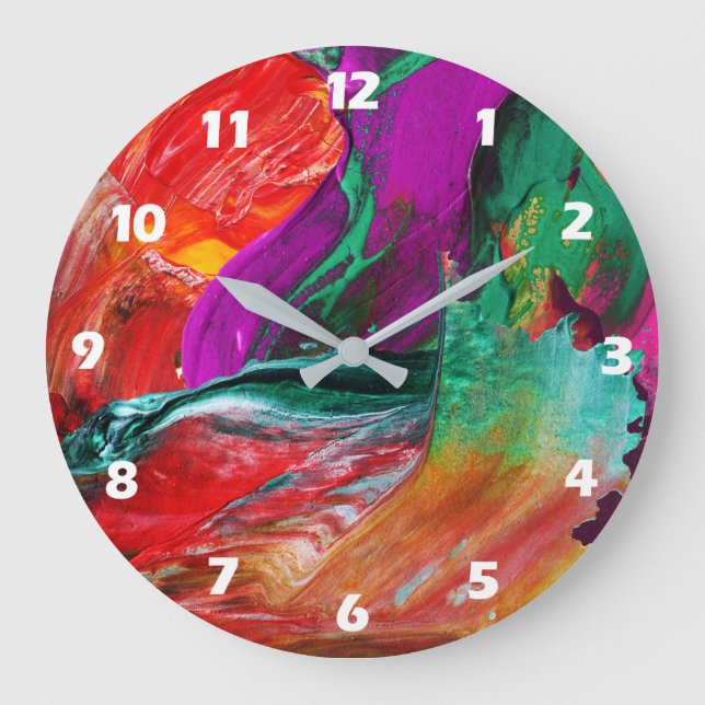 Farbexplosion Abstrakte Kunst Wanduhr (Vorderseite)
