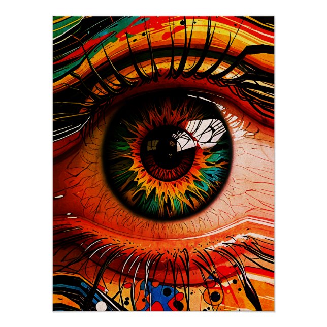 Farbexplosion Auge – Vibranter abstrakter Realismu Poster (Vorderseite)