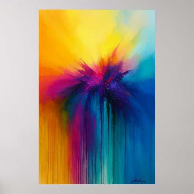 Farbexplosion Cascade Abstrakte Explosion Poster (Vorne)