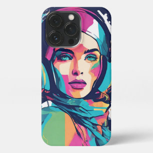 Farbexplosion der Moderne – Pop-Art Frauenportrait iPhone 13 Pro Hülle