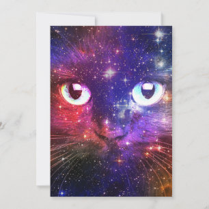 Farbexplosion Galaxie Katze  Einladung