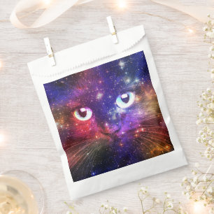 Farbexplosion-Galaxie-Katze Geschenktütchen