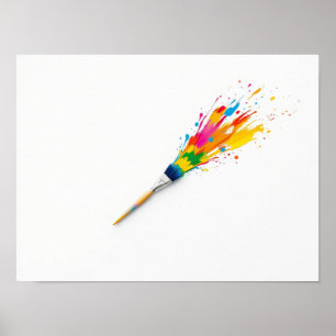 Farbexplosion mit bunter Pinsel Kunst Poster